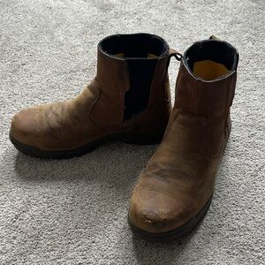 Caterpillar Women's Abbey Tan Leather Slip-On Safety Boots